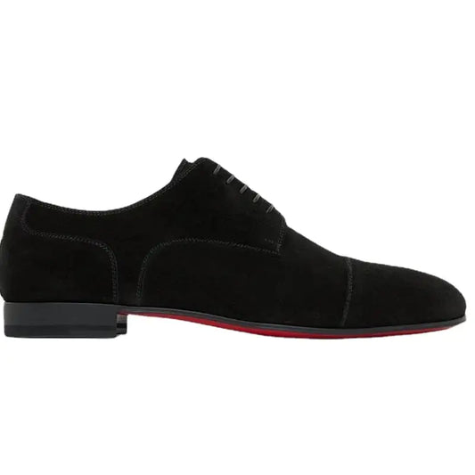 Red Bottom Classic Suede Leather Black Oxfords Shoes - Trendy Sassy Stylish