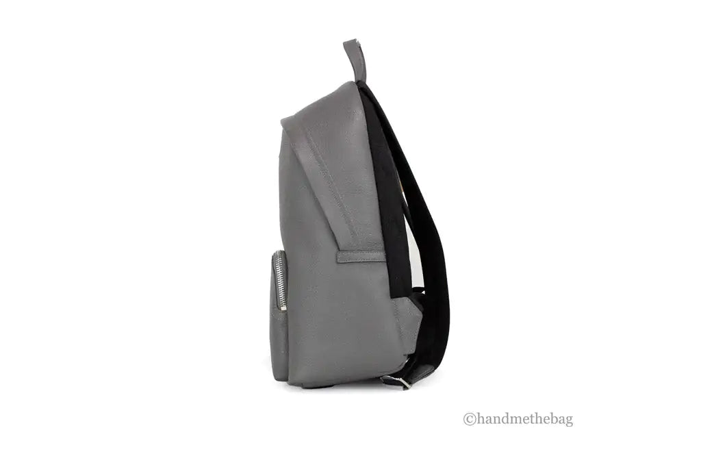 Burberry Abbeydale Branded Charcoal Grey Leather Backpack Shoulder Bookbag - Trendy Sassy Stylish