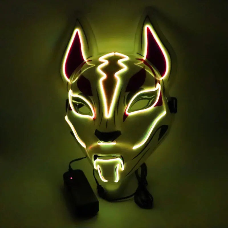 Neon LED Luminous Joker Mask with EL Wire - Halloween Carnival Costume Prop - Trendy Sassy Stylish