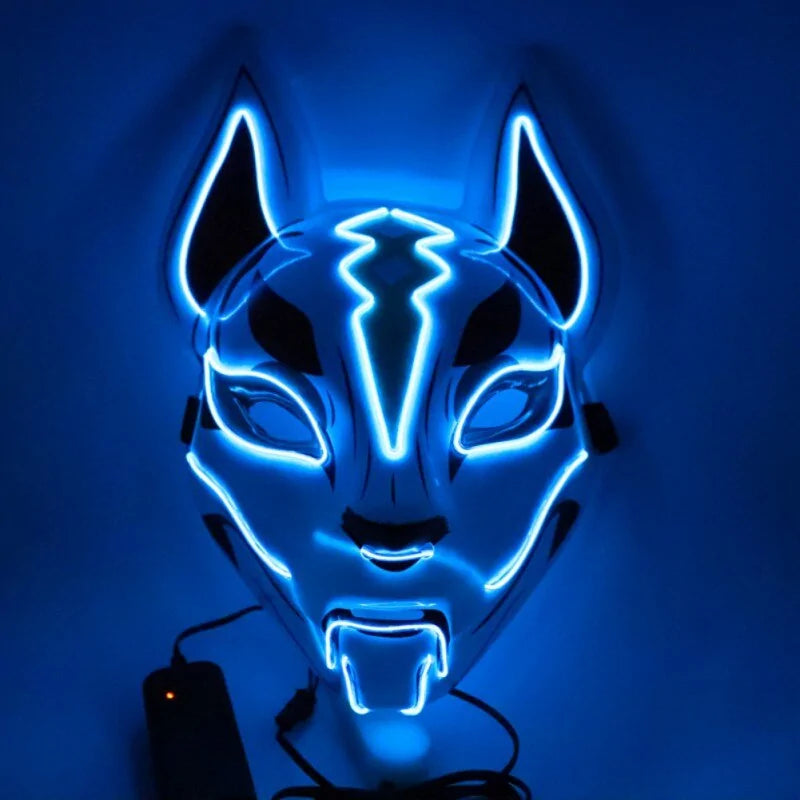 Neon LED Luminous Joker Mask with EL Wire - Halloween Carnival Costume Prop - Trendy Sassy Stylish