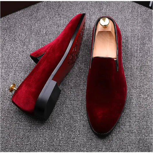 Red Bottom Suede Loafers for Men - Trendy Sassy Stylish