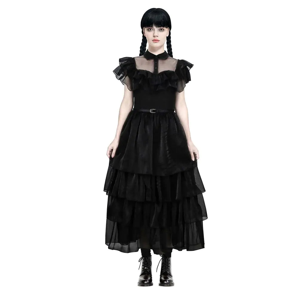 Wednesday Addams Black Long Skirt Gothic Cosplay - Trendy Sassy Stylish