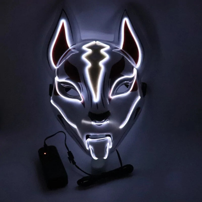 Neon LED Luminous Joker Mask with EL Wire - Halloween Carnival Costume Prop - Trendy Sassy Stylish