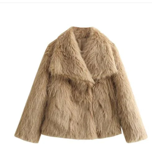 Women's Faux Fox Fur Coat: Luxe Furry Jacket for Autumn and Winter - Trendy Sassy Stylish