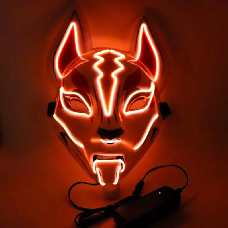 Neon LED Luminous Joker Mask with EL Wire - Halloween Carnival Costume Prop - Trendy Sassy Stylish