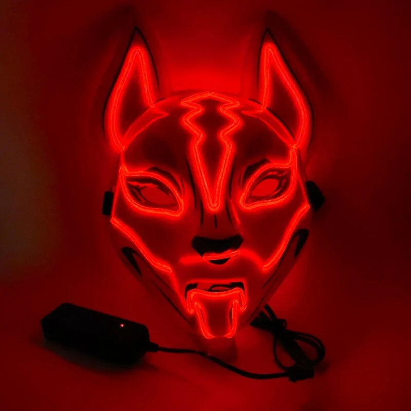 Neon LED Luminous Joker Mask with EL Wire - Halloween Carnival Costume Prop - Trendy Sassy Stylish