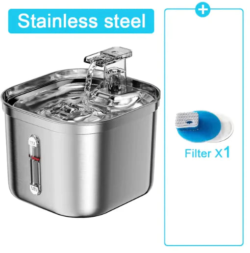 Ultra-Quiet Stainless Steel Cat Fountain with Automatic Sensor & Filter - Trendy Sassy Stylish