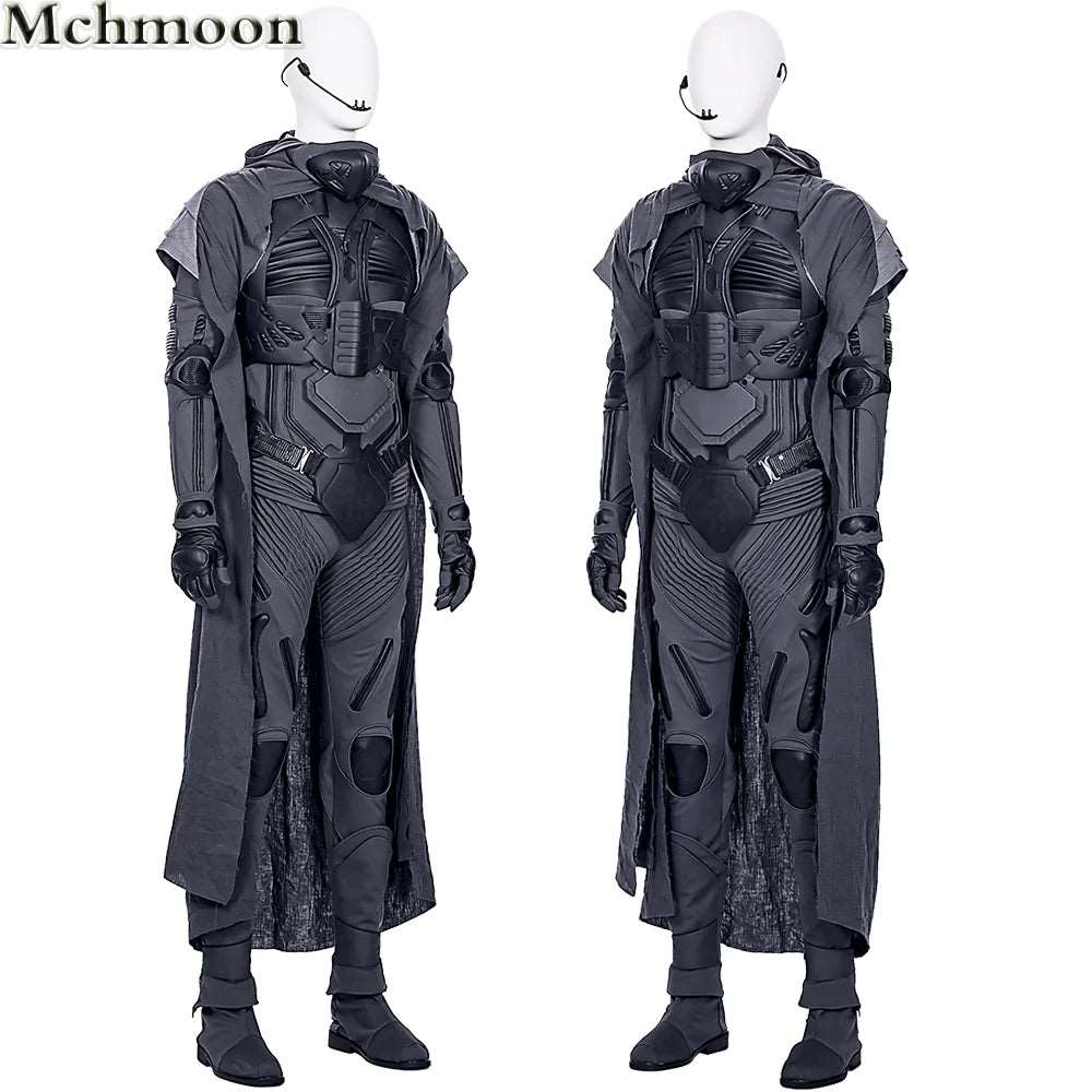 Arrakis Aka Dune Cosplay Costume Fremen Stillsuit Paul Atreides Costume Armor Suit with Vest Jumpsuit Cape Mask Halloween Outfit