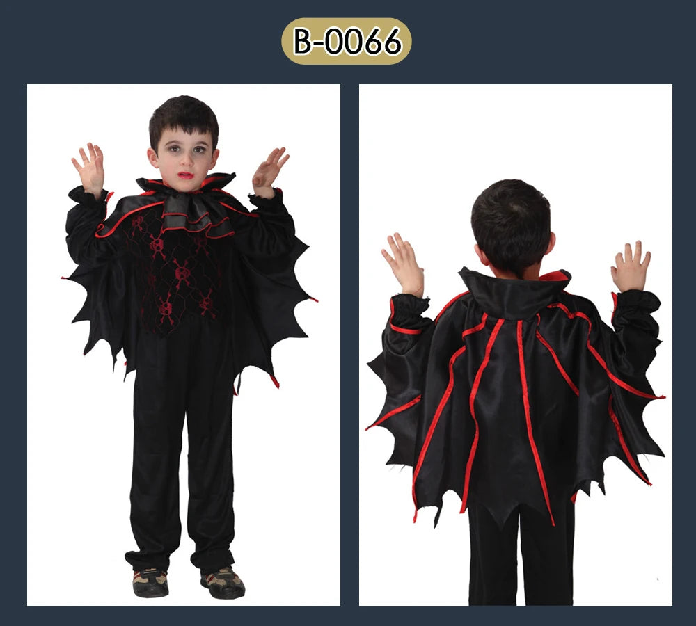 Umorden Kids Child Vampire Costume Count Dracula Cosplay Boys Vampiress for Girls Purim Halloween Party Fantasia Dress Up