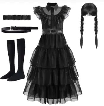 Wednesday Addams Black Long Skirt Gothic Cosplay - Trendy Sassy Stylish