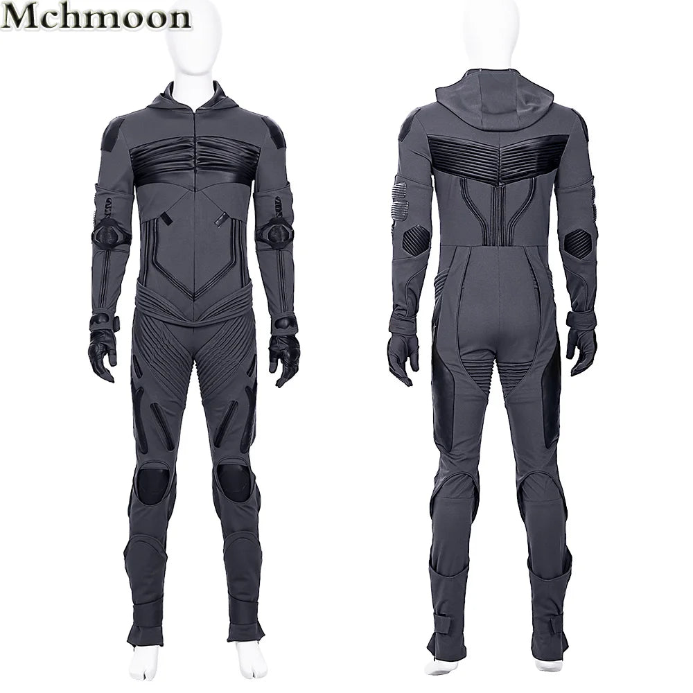 Arrakis Aka Dune Cosplay Costume Fremen Stillsuit Paul Atreides Costume Armor Suit with Vest Jumpsuit Cape Mask Halloween Outfit