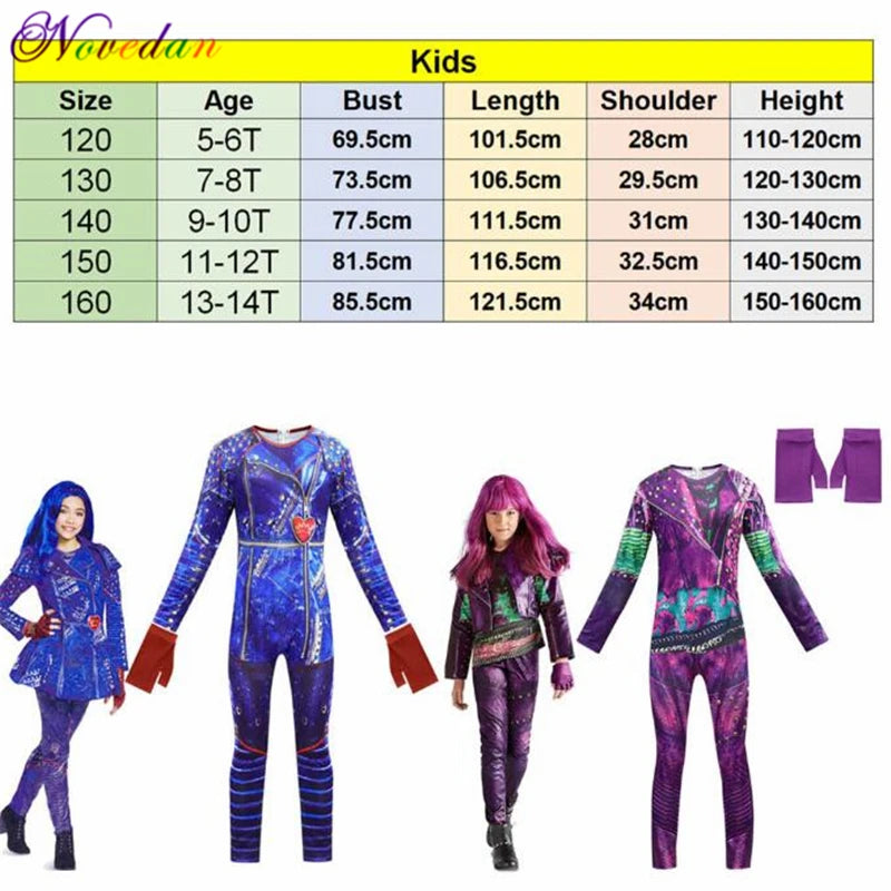 Descendants 3 Mal Evie Audrey Bertha Cosplay Costume Girls Halloween Costume For Kids Children Party Fancy Dress