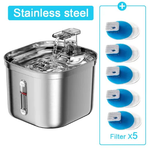 Ultra-Quiet Stainless Steel Cat Fountain with Automatic Sensor & Filter - Trendy Sassy Stylish