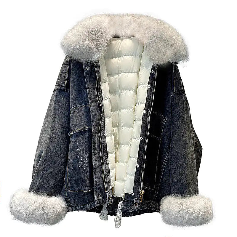 Denim and Fur Winter Jackets For Women