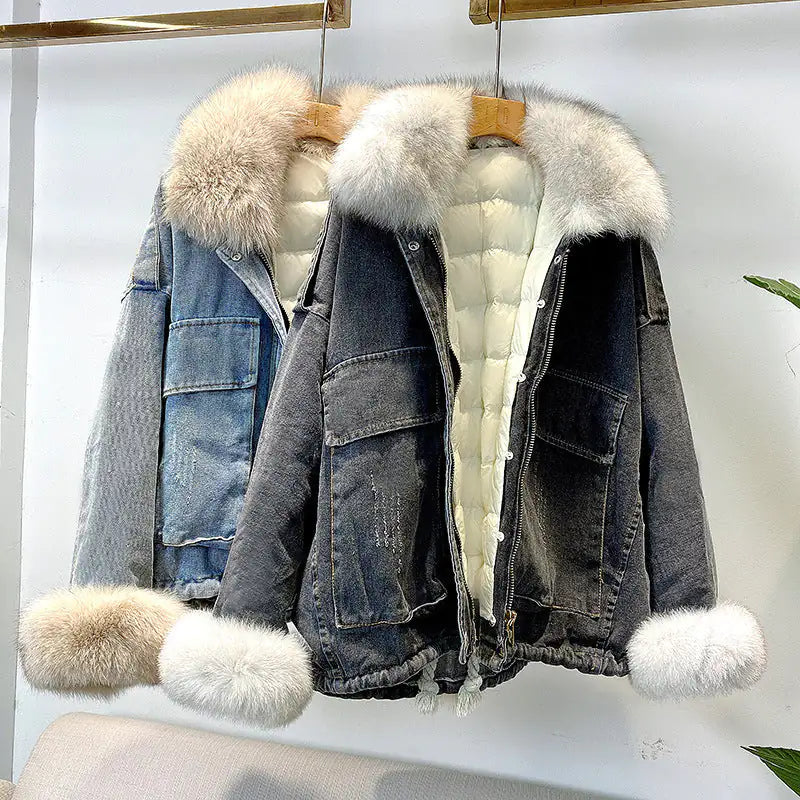 Denim and Fur Winter Jackets For Women