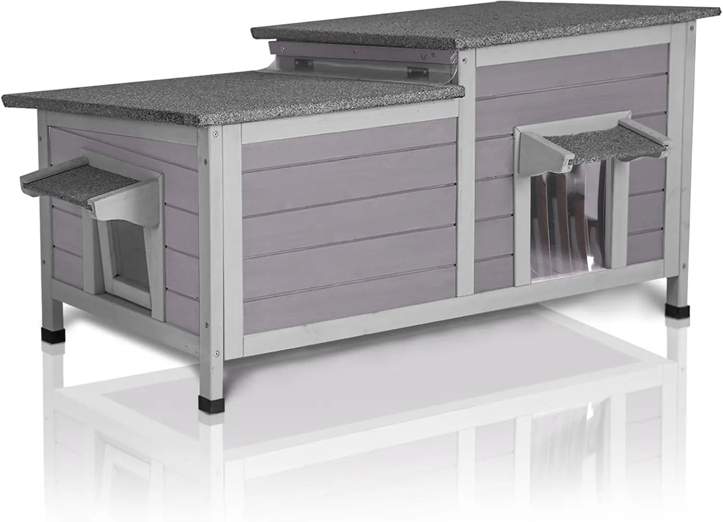 Insulated Outdoor Feral Kitty Shelter with Weatherproof Liner - Large Space Cat Condo for Winter