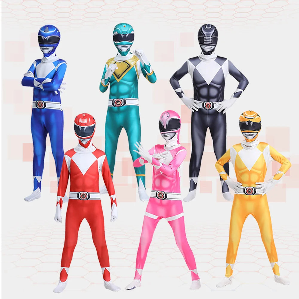 Power Samurai Sentai Rangers Costume Adult Kids Hero Cosplay Halloween Birthday Party Jumpsuit Mask Carnival Warriors Beast Suit