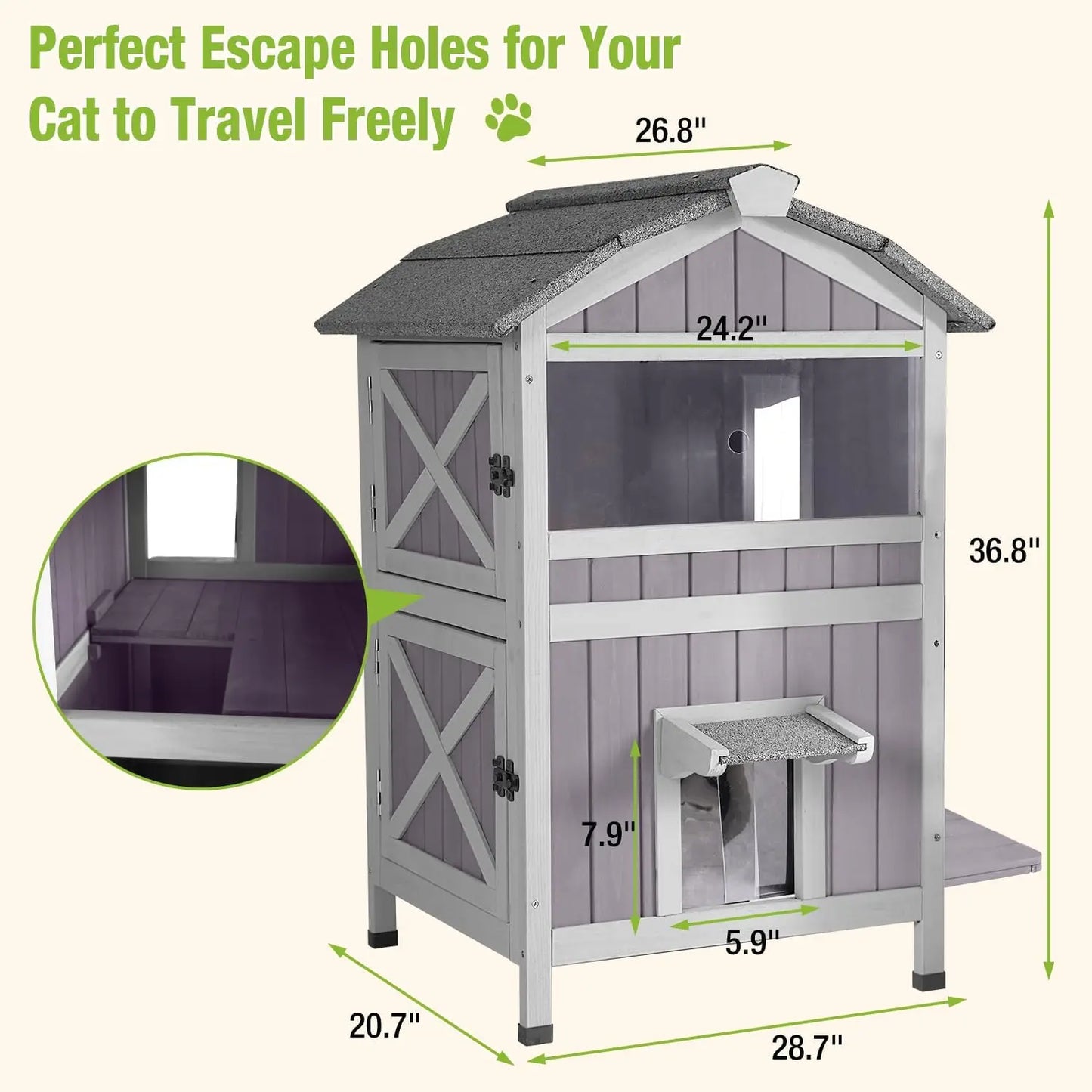 Insulated Outdoor Cat House, Waterproof, Weatherproof for Feral Cats