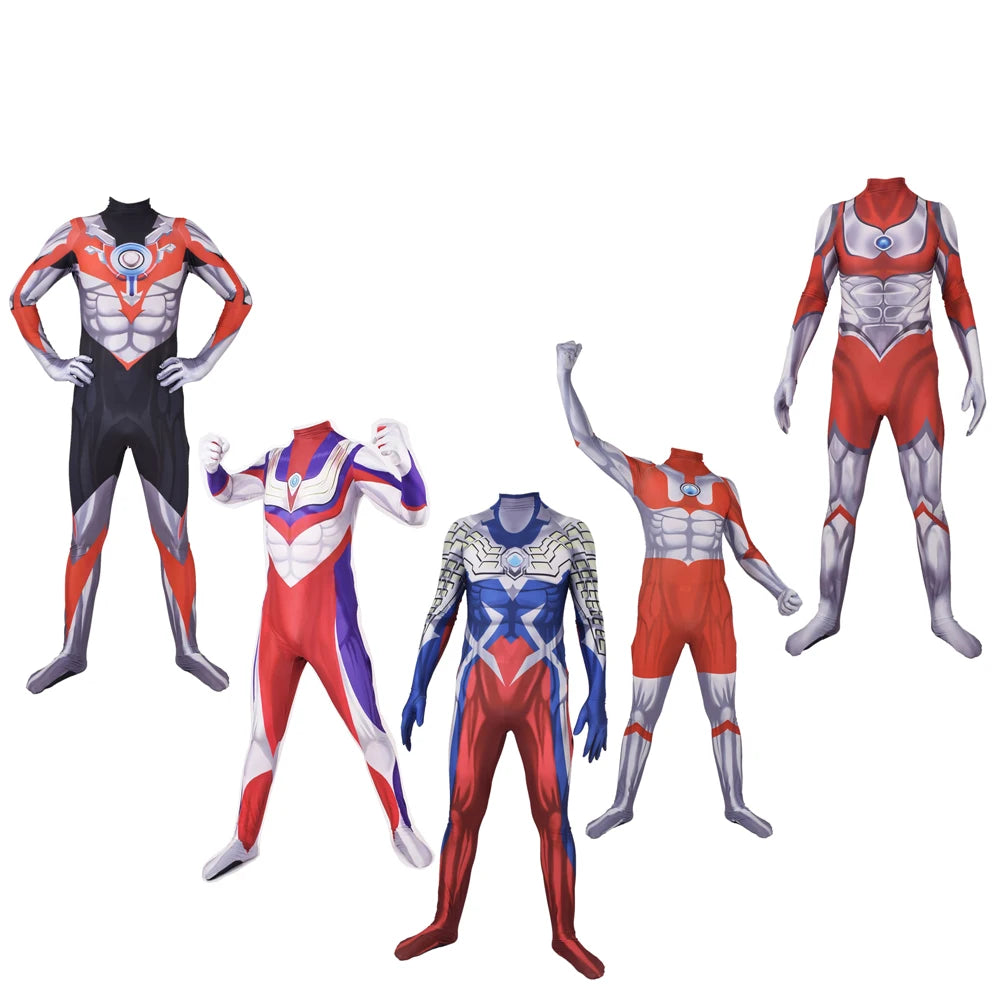 Halloween adults kids Ultraman Orb Cosplay Costume Ultraman Tiga Superhero Ultraman Orb Zentai Bodysuit Ultraman Zero Jumpsuit