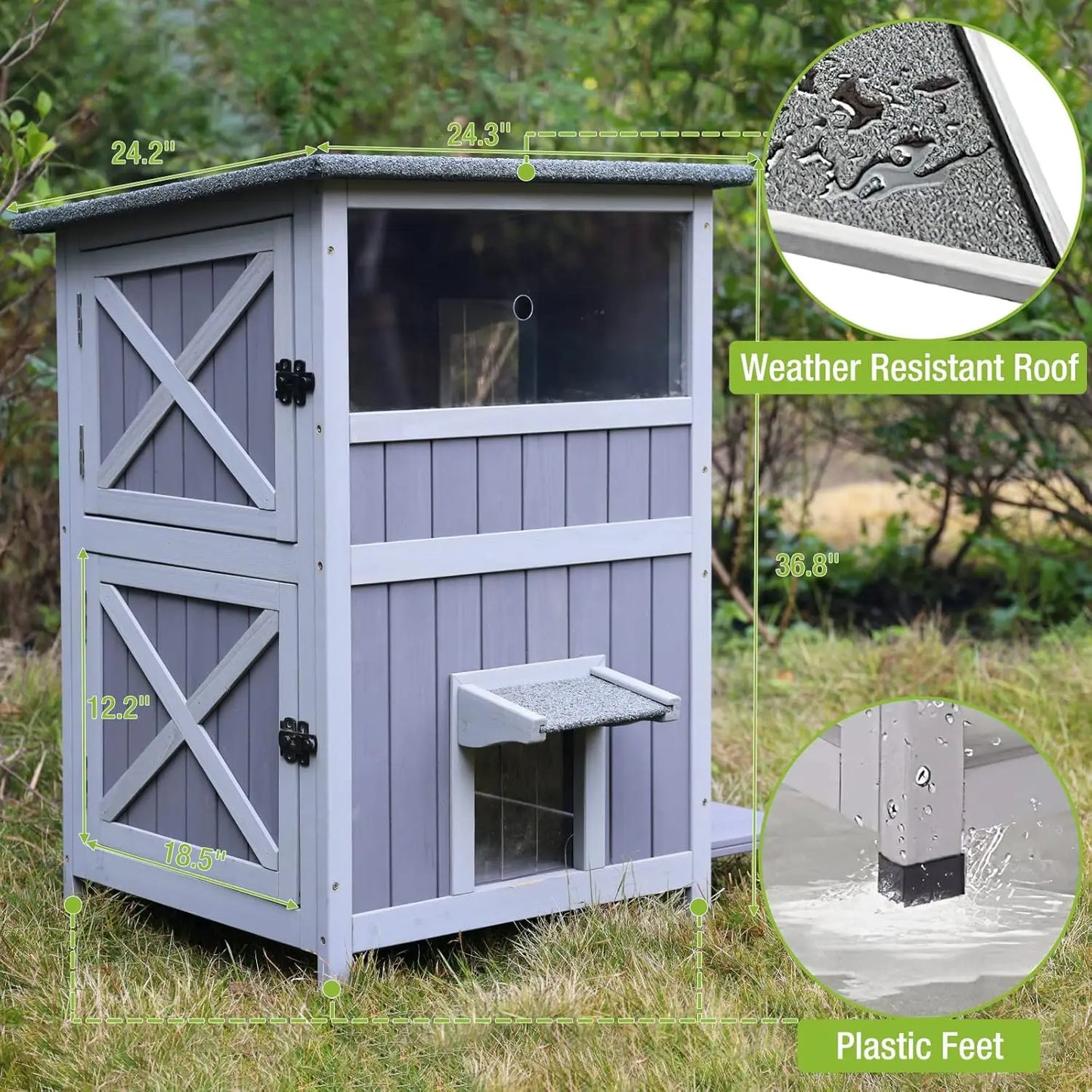 Insulated Outdoor Cat House, Waterproof, Weatherproof for Feral Cats