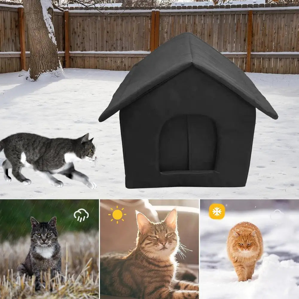 Outdoor Feral Cat House Warm Waterproof Cold-Proof Kennel Cat Shelters Pet Supplies Oxford Cloth Feral Cat House Windproof For