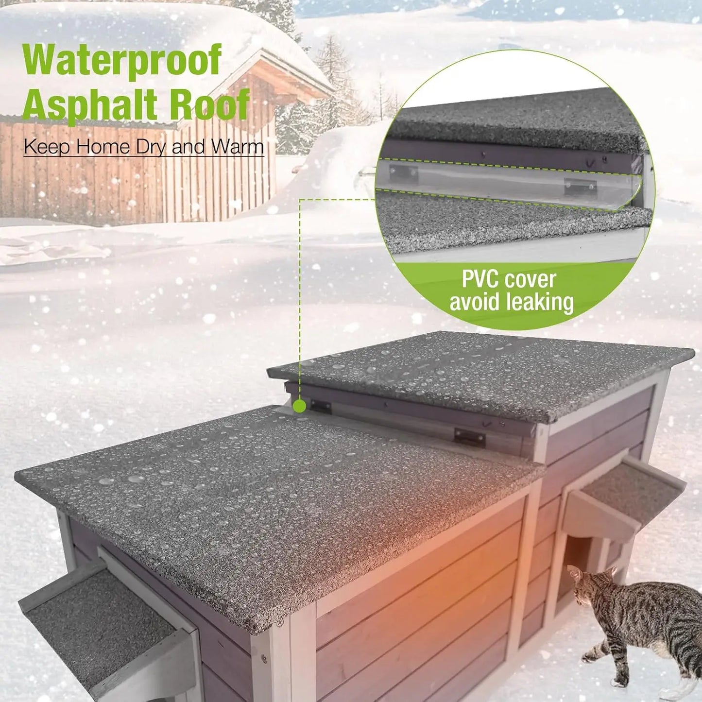 Insulated Outdoor Feral Kitty Shelter with Weatherproof Liner - Large Space Cat Condo for Winter