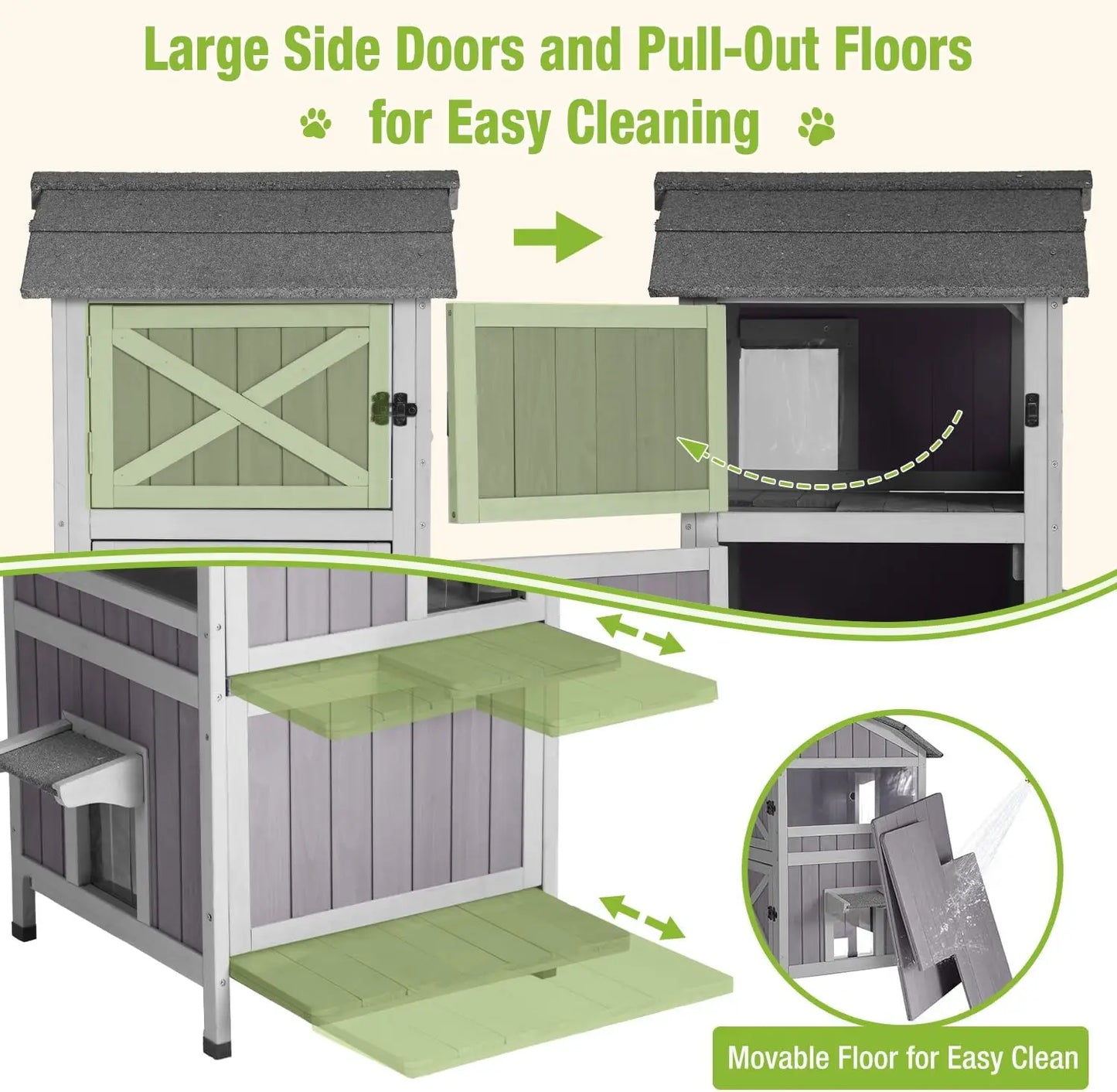 Insulated Outdoor Cat House, Waterproof, Weatherproof for Feral Cats