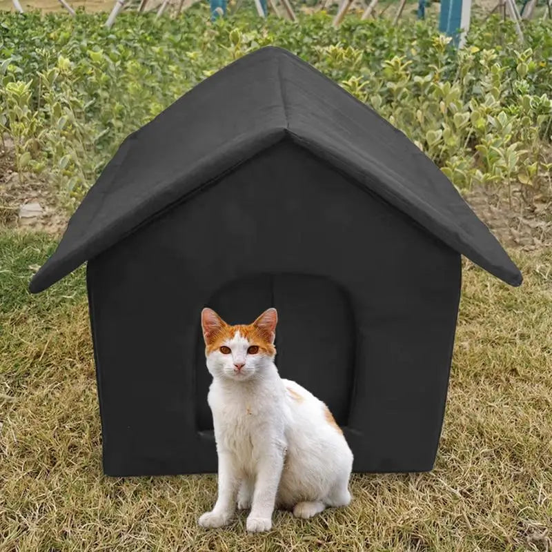 Outdoor Feral Cat House Warm Waterproof Cold-Proof Kennel Cat Shelters Pet Supplies Oxford Cloth Feral Cat House Windproof For