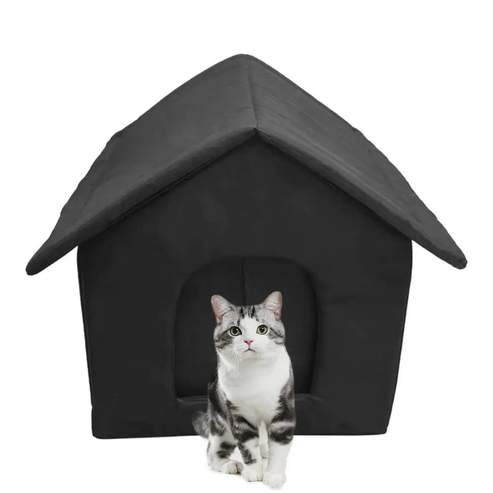 Outdoor Feral Cat House Warm Waterproof Cold-Proof Kennel Cat Shelters Pet Supplies Oxford Cloth Feral Cat House Windproof For