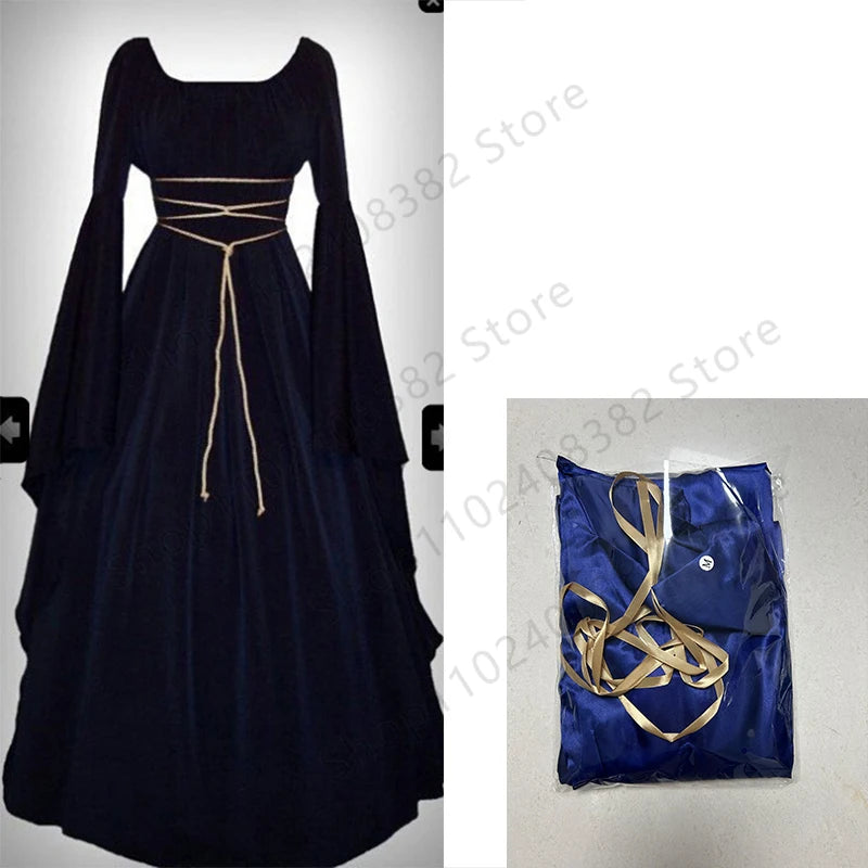 Medieval Witch Dress for Women Cosplay Vampire Bride Halloween Carnival Party Performance 2023 New Clothing Middle Ages Costumes