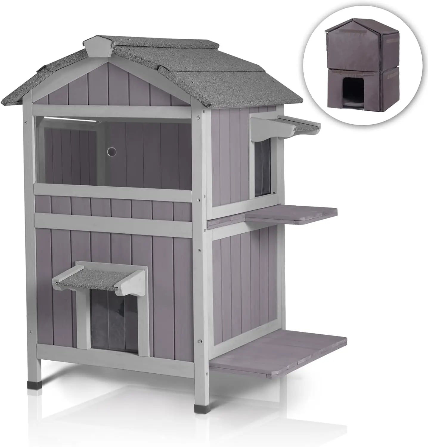 Insulated Outdoor Cat House, Waterproof, Weatherproof for Feral Cats