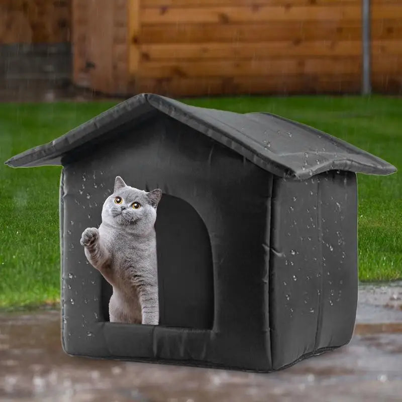 Outdoor Feral Cat House Warm Waterproof Cold-Proof Kennel Cat Shelters Pet Supplies Oxford Cloth Feral Cat House Windproof For