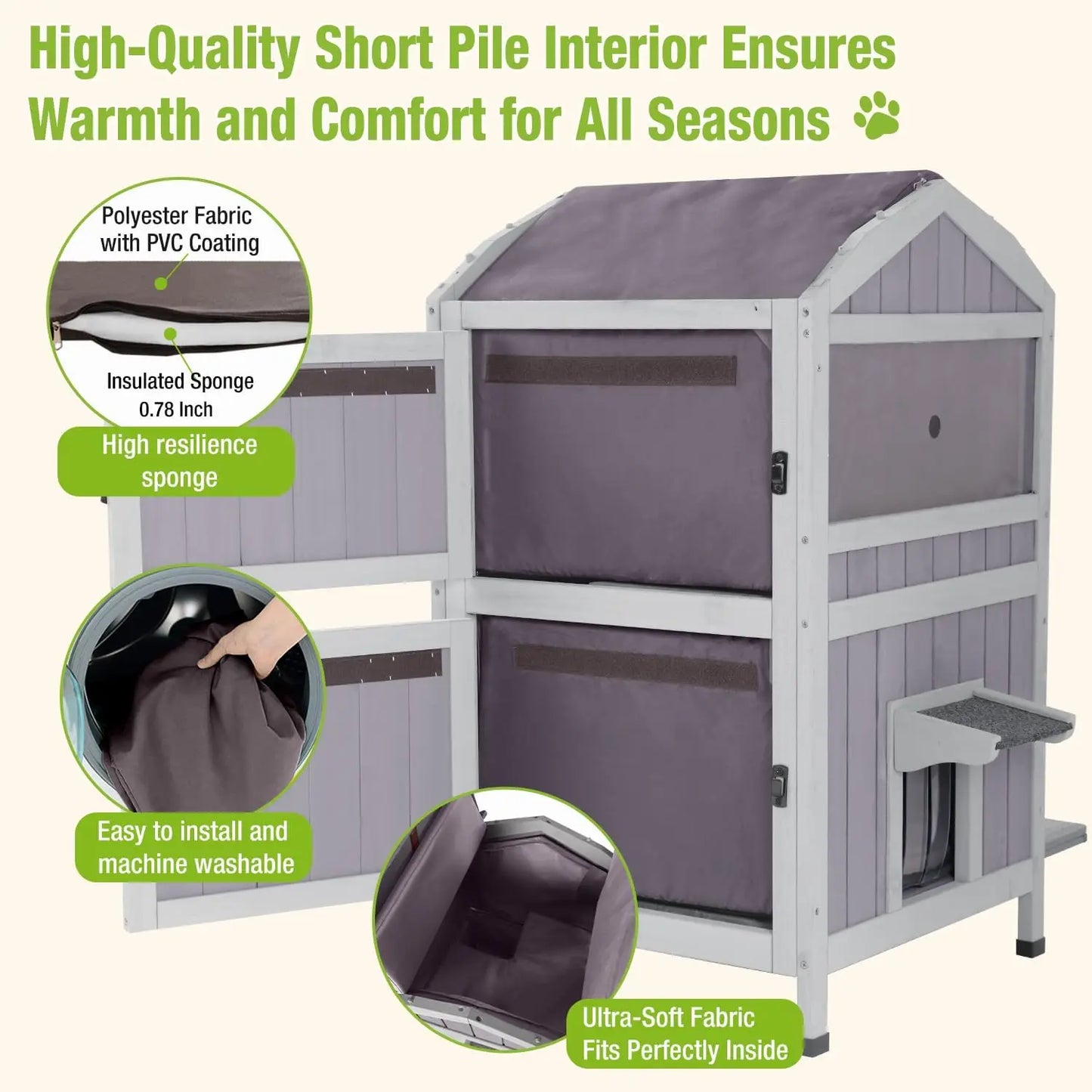 Insulated Outdoor Cat House, Waterproof, Weatherproof for Feral Cats