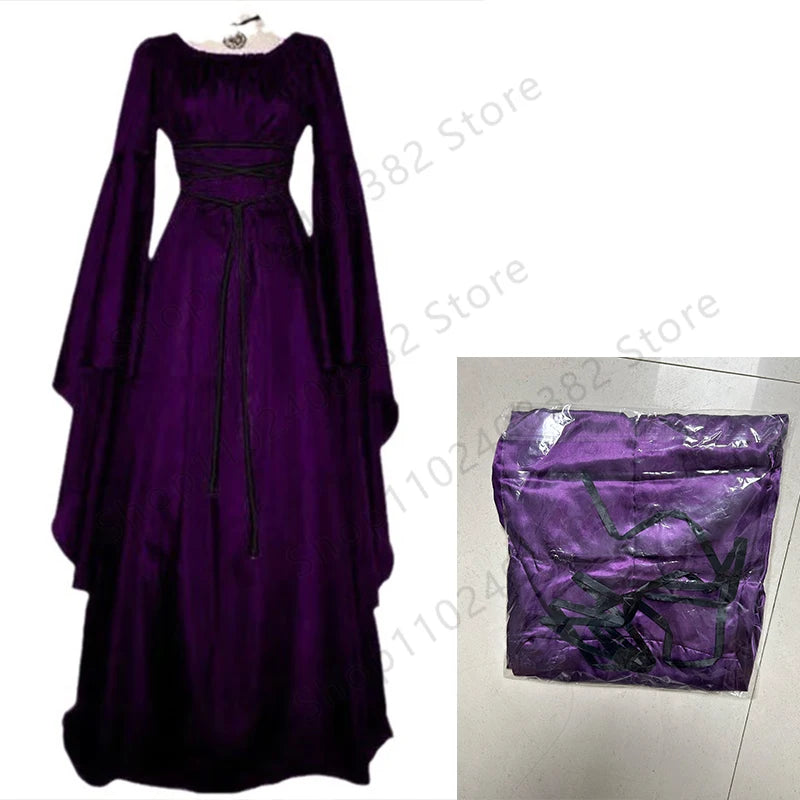 Medieval Witch Dress for Women Cosplay Vampire Bride Halloween Carnival Party Performance 2023 New Clothing Middle Ages Costumes