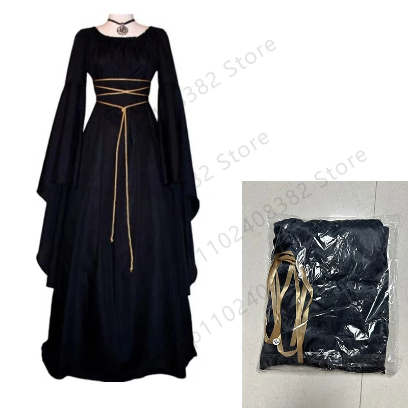 Medieval Witch Dress for Women Cosplay Vampire Bride Halloween Carnival Party Performance 2023 New Clothing Middle Ages Costumes