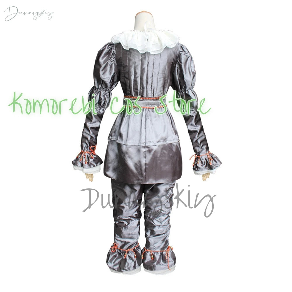 New Halloween Adult Men Pennywise Clown Cosplay Costume Carnival Party Boys Girls Stage Performance Villain Vintage Clothing Set