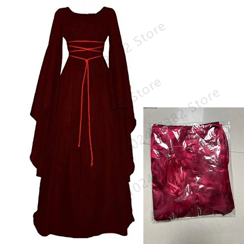 Medieval Witch Dress for Women Cosplay Vampire Bride Halloween Carnival Party Performance 2023 New Clothing Middle Ages Costumes