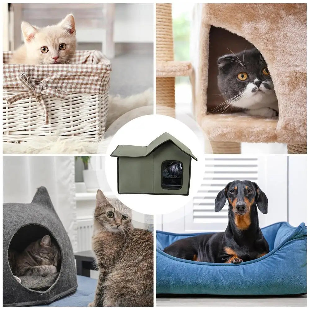 Foldable Pet Shelter Cat House Outdoor Rainproof Waterproof Kitten Puppy House Villa Tent winter warm pets supplies