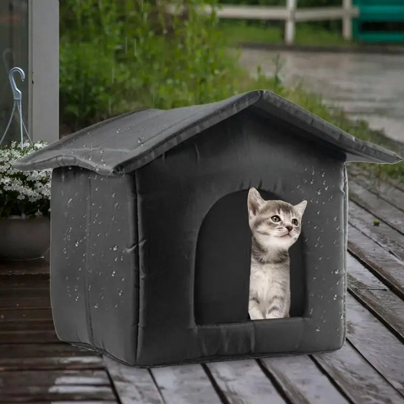 Outdoor Feral Cat House Warm Waterproof Cold-Proof Kennel Cat Shelters Pet Supplies Oxford Cloth Feral Cat House Windproof For