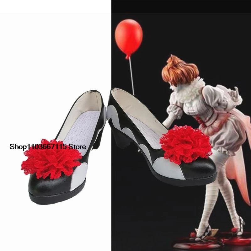 Movie Clown Pennywise Cosplay Costume Halloween Girls Outfit Horror Lolita Dress Up Women Fantasy Dress Carnival Party Full Set