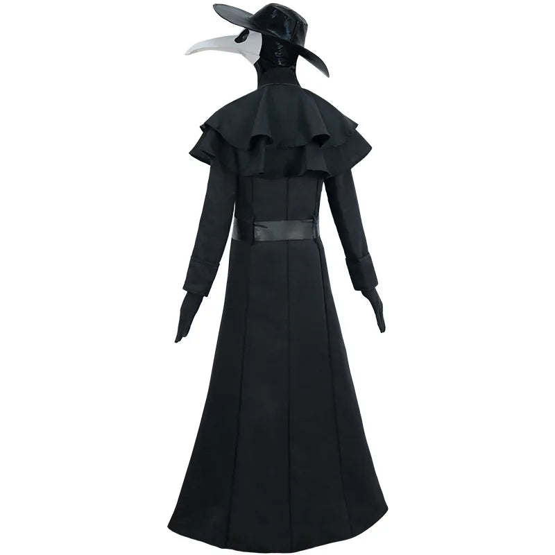 Halloween Medieval Hooded Robe Plague Doctor Costume crow long beaked mask suit Steampunk Priest Horror Wizard Cloak Cape