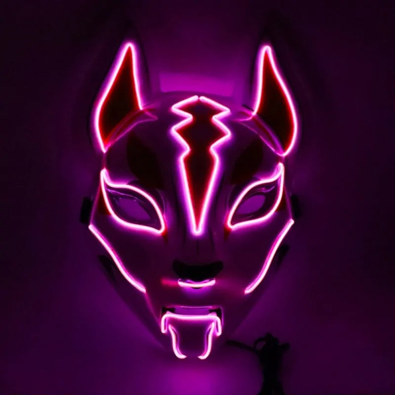 Neon LED Luminous Joker Mask with EL Wire - Halloween Carnival Costume Prop - Trendy Sassy Stylish