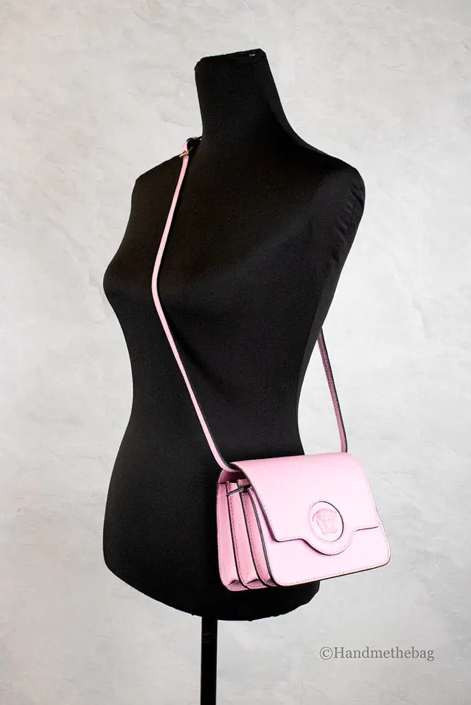 Versace La Medusa Small Pink Leather Evening Crossbody Bag - Trendy Sassy Stylish