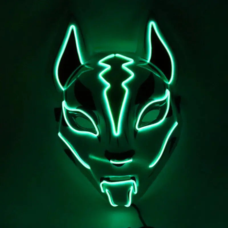 Neon LED Luminous Joker Mask with EL Wire - Halloween Carnival Costume Prop - Trendy Sassy Stylish