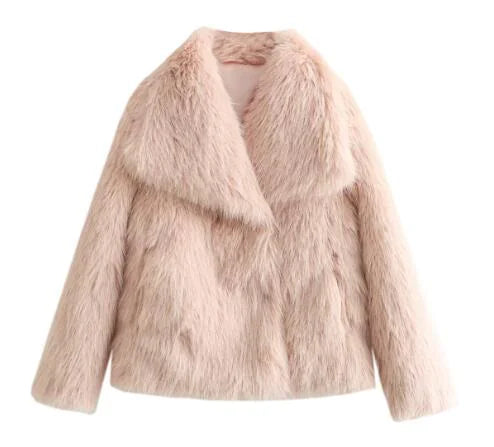 Women's Faux Fox Fur Coat: Luxe Furry Jacket for Autumn and Winter - Trendy Sassy Stylish