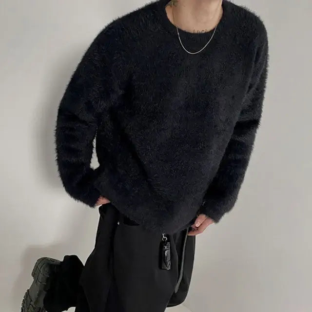 Men's Mink Wool Knit Pullover - Trendy Sassy Stylish