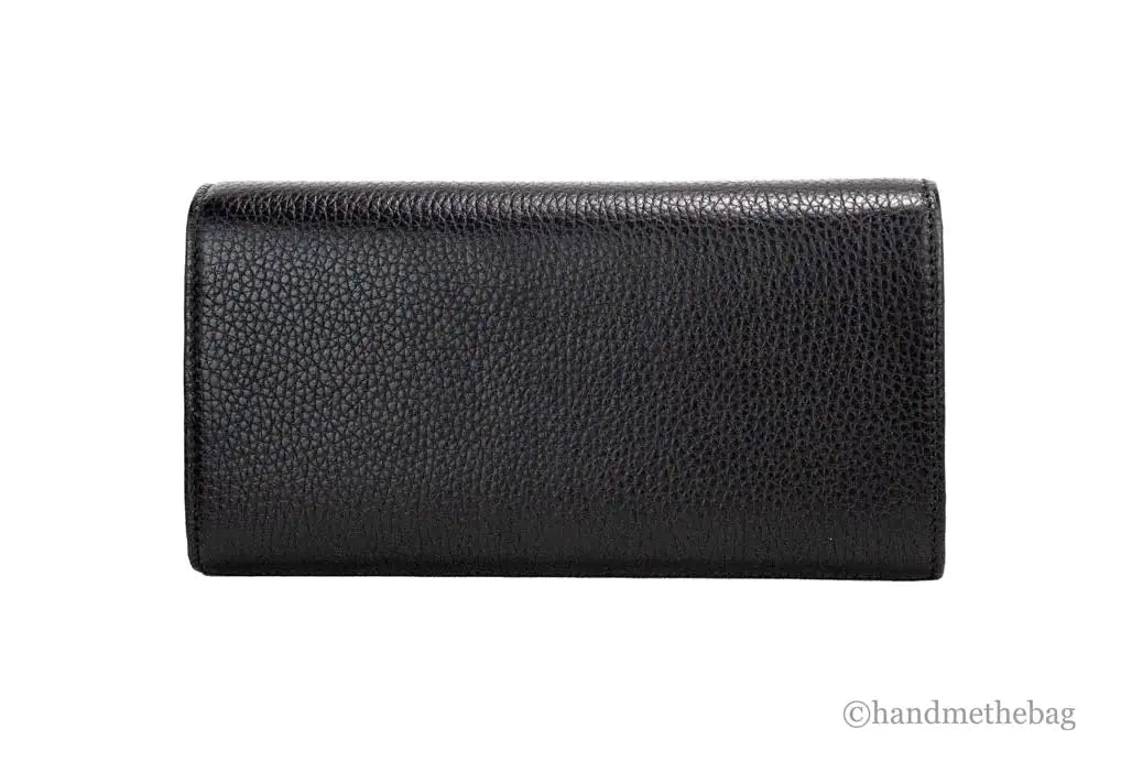 Gucci Cellarius Double Logo Black Leather Snap Flap Wallet - Trendy Sassy Stylish