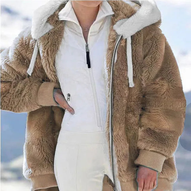 Plush Hooded Jackets For Women