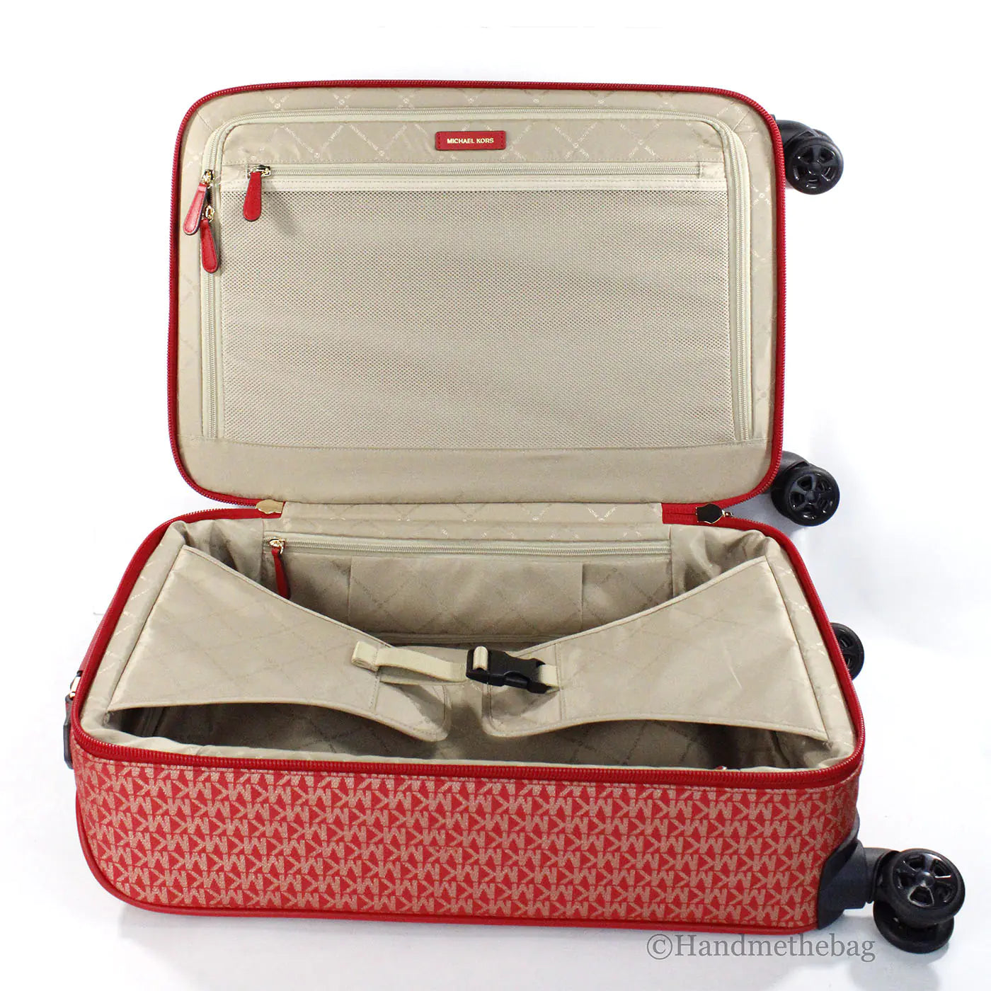 Michael Kors Travel Small Red Trolley Rolling Suitcase - Trendy Sassy Stylish