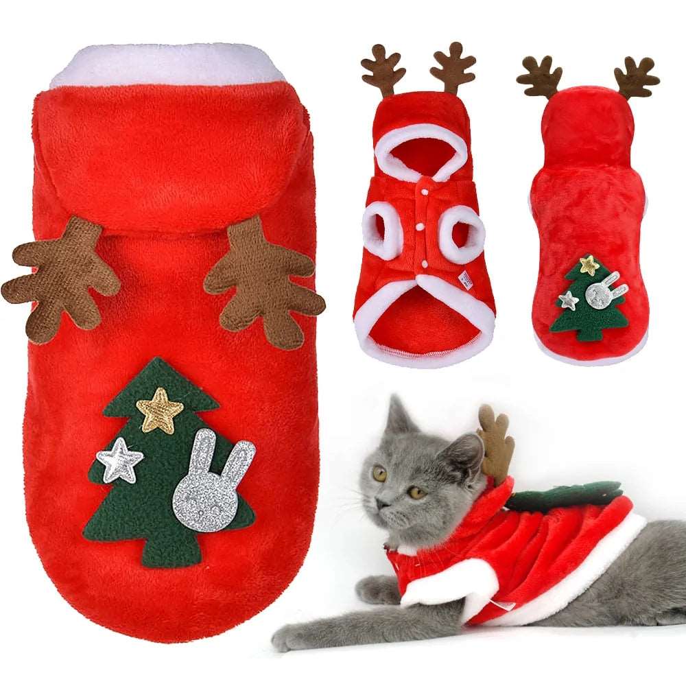 Christmas Cat Clothes Small Dogs Cats Santa Costume